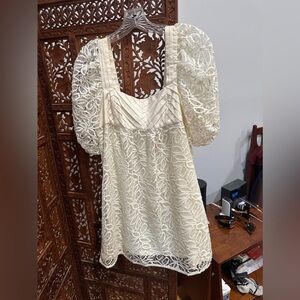 Ivory BCBG  babydoll dress. Cotton.